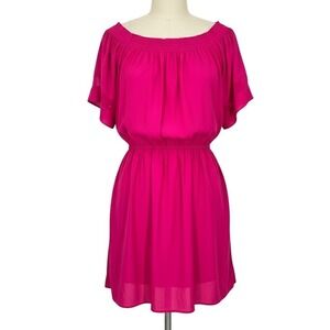 Ramy Brook Pink Off The Shoulder Smocked Waist Dress Size L - CJ
